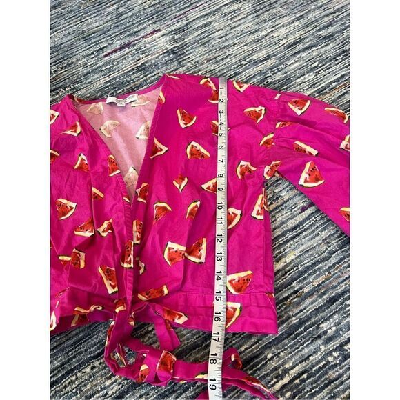 Color Me Courtney Emily Watermelon Print Wrap Blouse Size XS - Picture 8 of 8